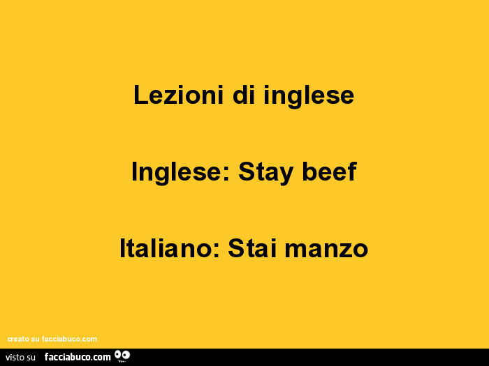 Lezioni di inglese inglese: stay beef italiano: stai manzo