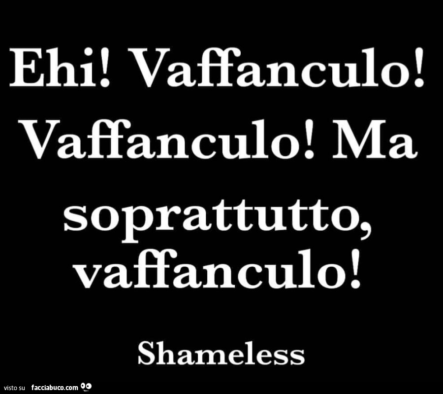 Ehì. Vaffanculo. Vaffanculo! Ma soprattutto, vaffanculo