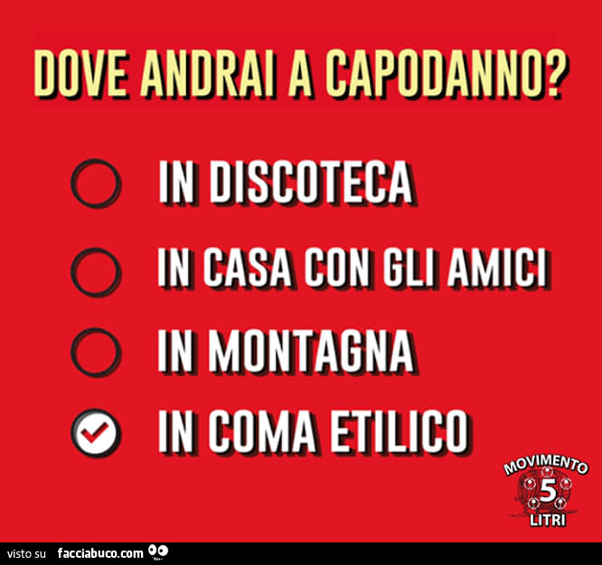 Dove andrai a capodanno? In coma etilico