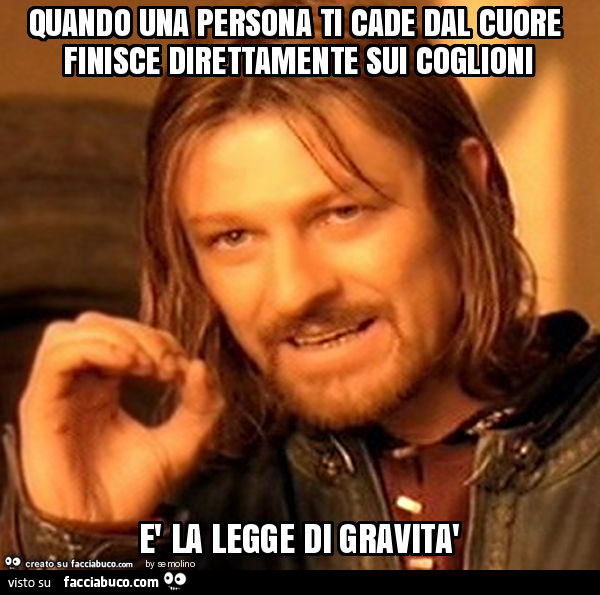 Quando una persona ti cade dal cuore finisce direttamente sui coglioni è la legge di gravità