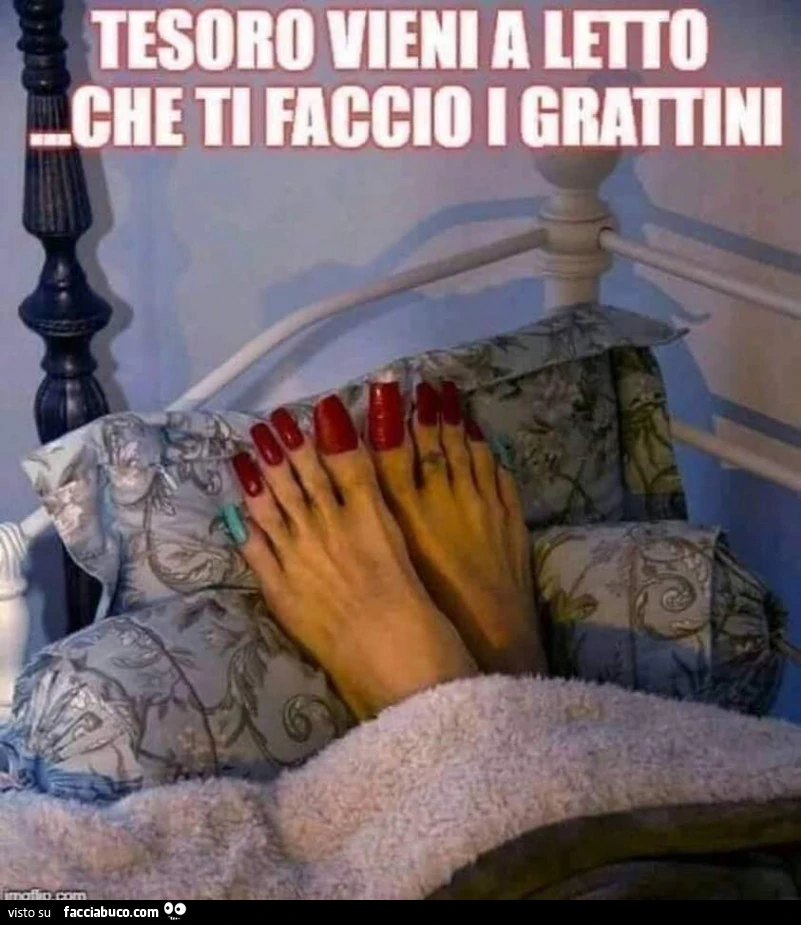 Tesoro vieni a letto che ti faccio i grattini