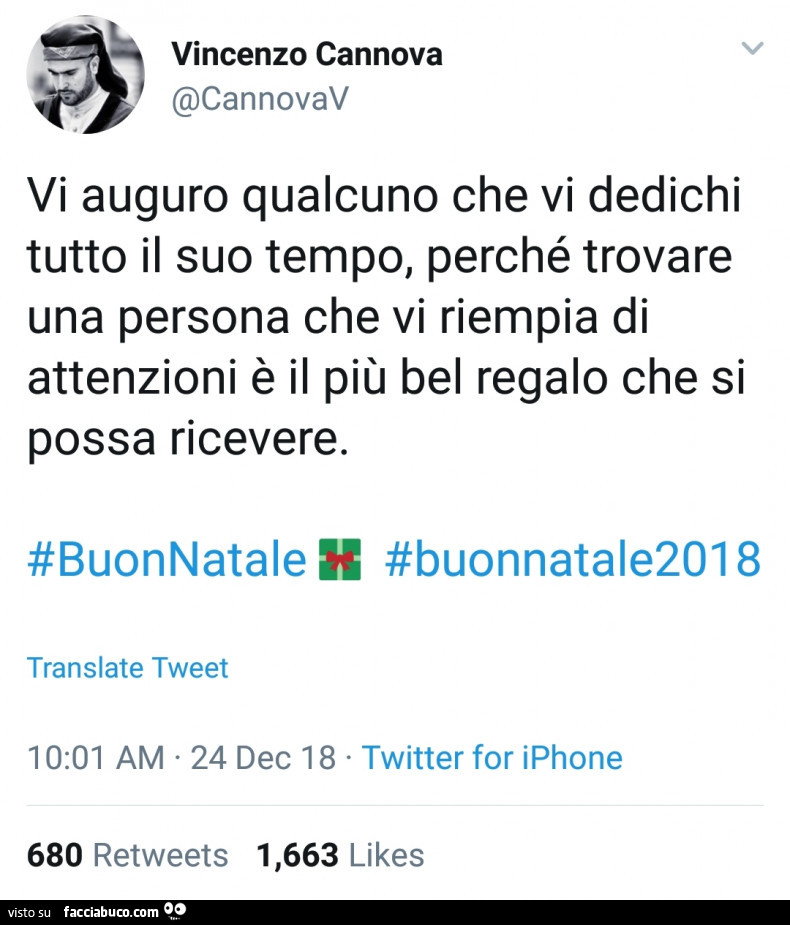 Vi auguro qualcuno che vi dedichi tutto il suo tempo, perché trovare una persona che vi riempia di attenzioni è il più bel regalo che si possa ricevere