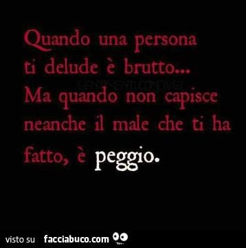 Qando una persona ti delude è brutto… ma quando non capisce neanche il male che ti ha fatto, è peggio