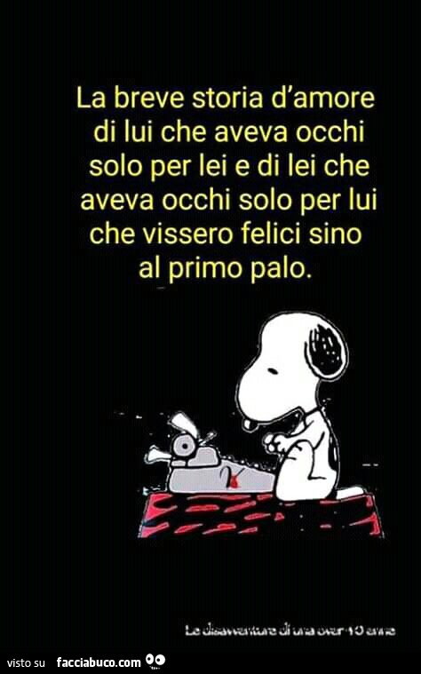 La breve storia d'amore di lui che aveva occhi solo per lei e di lei che aveva occhi solo per lui che vissero felici sino al primo palo