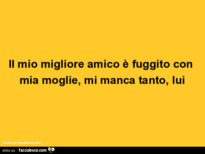 Il mio migliore amico è fuggito con mia moglie, mi manca tanto, lui