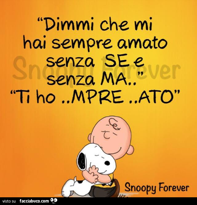 Dimmi che mi hai sempre amato senza se e senza ma. Ti ho mpre ato