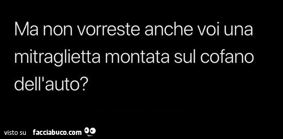 Ma non vorreste anche voi una mitraglietta montata sul cofano dell'auto?