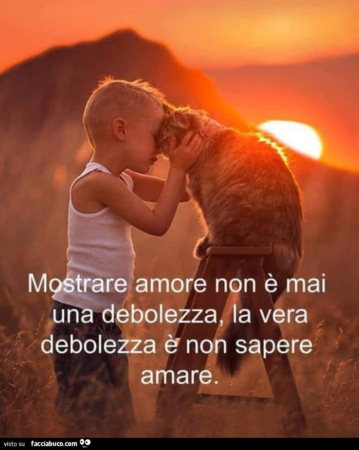 Mostrare amore non è mai una debolezza, la vera debolezza è non sapere amare