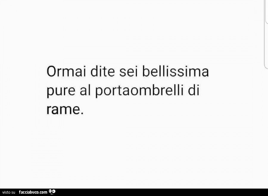 Ormai dite sei bellissima pure al portaombrelli di rame