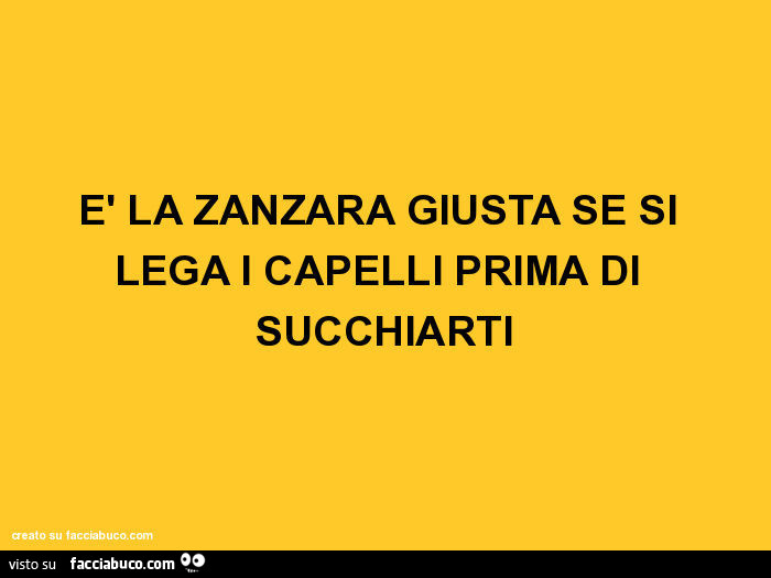 È la zanzara giusta se si lega i capelli prima di succhiarti