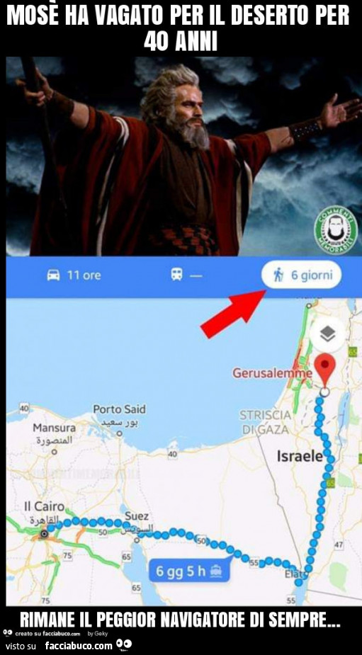 Mosè ha vagato per il deserto per 40 anni rimane il peggior navigatore di sempre