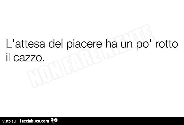 L'attesa del piacere ha un po' rotto il cazzo