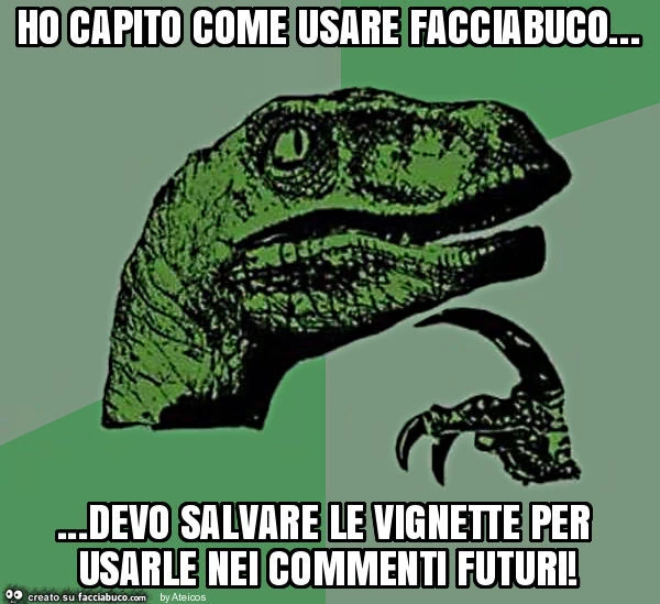 Ho capito come usare facciabuco&hellip; devo salvare le vignette per usarle nei commenti futuri