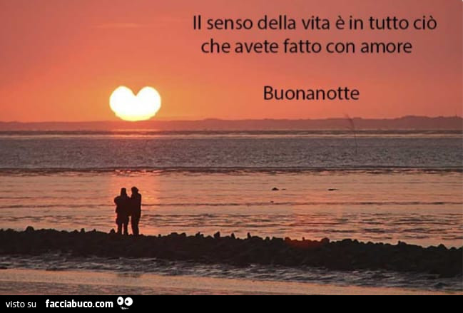 Il senso della vita è in tutto ciò che avete fatto con amore. Buonanotte