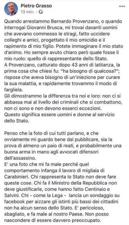 Quando arrestammo bernardo provenzano, o quando interrogai giovanni brusca, mi trovai davanti uomini che avevano commesso le stragi, fatto uccidere colleghi e amici, progettato il mio omicidio e il rapimento di mio figlio