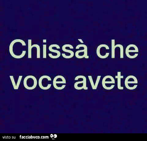 Chissà che voce avete