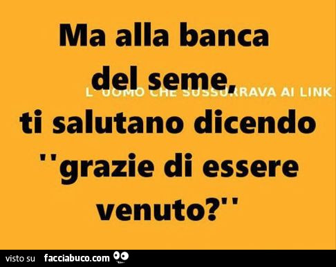 Ma alla banca del seme, ti salutano dicendo grazie di essere venuto?
