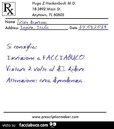 Si consiglia iscrizione a facciabuco