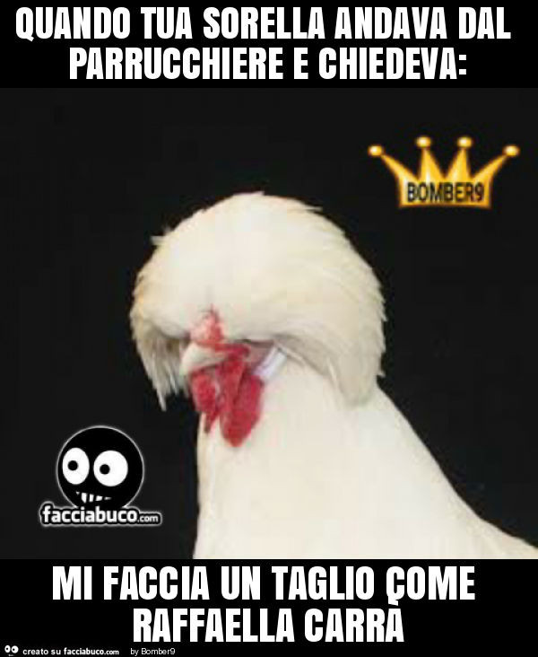 Quando tua sorella andava dal parrucchiere e chiedeva: mi faccia un taglio come raffaella carrà