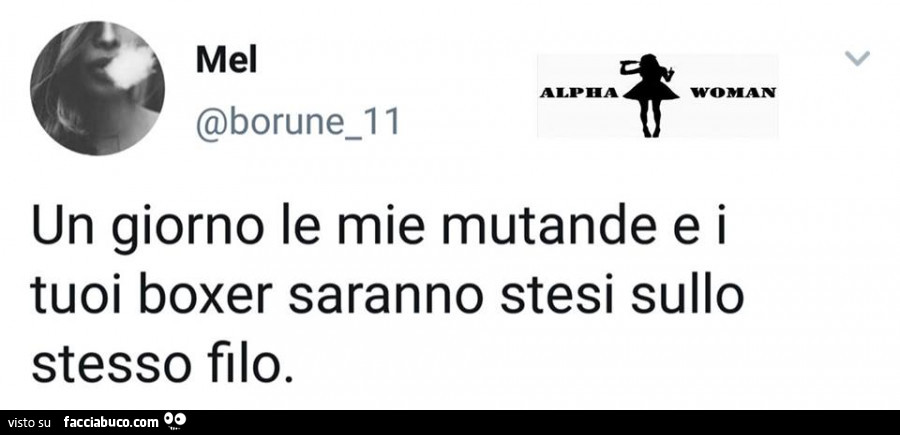 Un giorno le mie mutande e i tuoi boxer saranno stesi sullo stesso filo