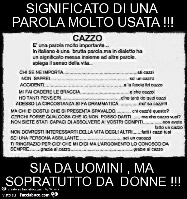 Significato di una parola molto usata! Sia da uomini, ma sopratutto da donne
