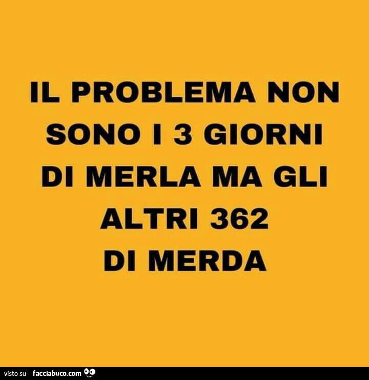 Il problema non sono i 3 giorni di merla ma gli altri 362 di merda