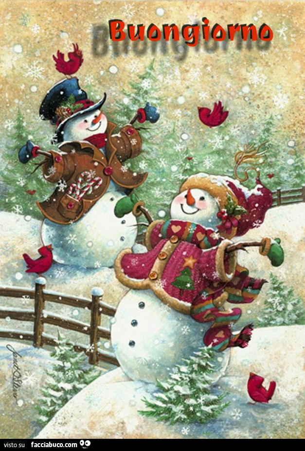 Pupazzi di neve allegri. Buongiorno