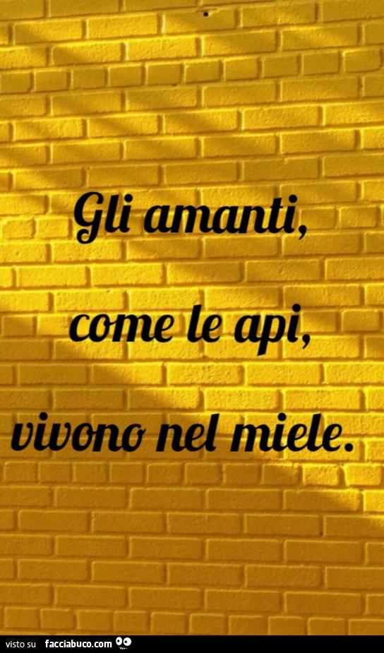 Gli amanti, come le api, vivono nel miele