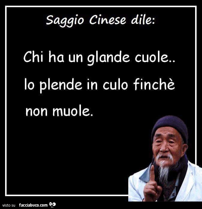 Saggio cinese dile: chi ha un glande cuole lo plende in culo finchè non muole