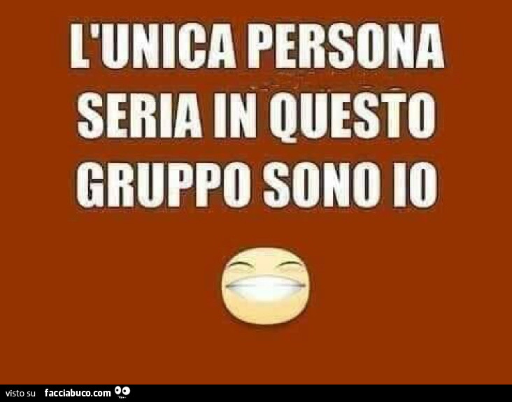 L'unica persona seria in questo gruppo sono io