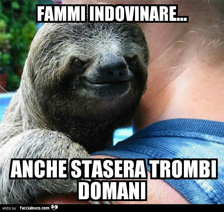 Fammi indovinare. Anche stasera trombi domani