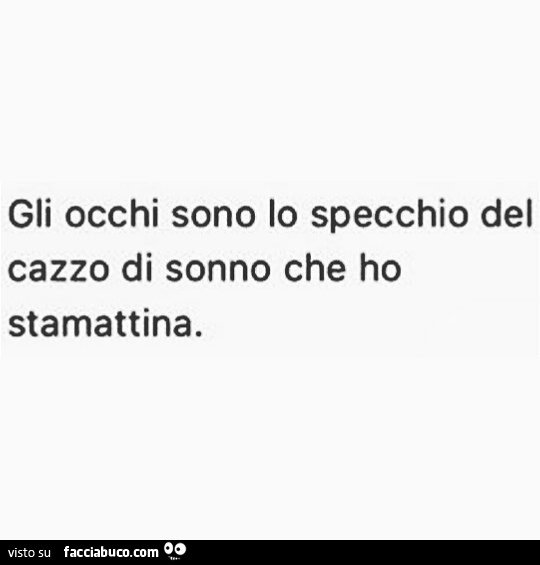 Gli occhi sono lo specchio de cazzo di sonno che ho stamattina