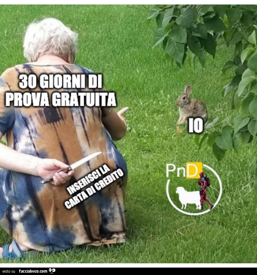 Io. 30 giorni di prova gratuita. Inserisci la carta di credito