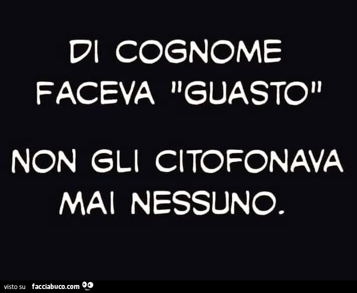 Di cognome faceva guasto, non gli citofonava mai nessuno