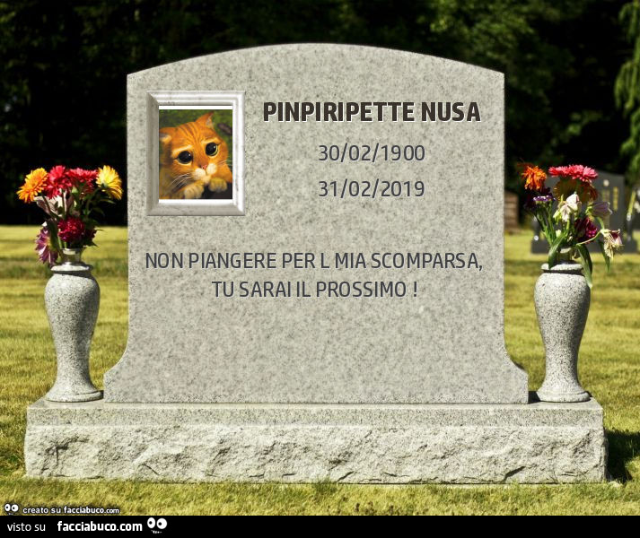 Pinpiripette nusa. Non piangere per l mia scomparsa, tu sarai il prossimo