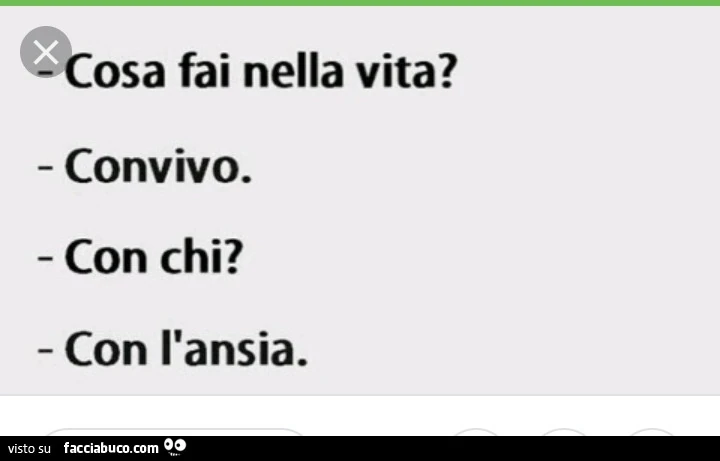 Cosa fai nella vita? Convivo. Con chi? Con l'ansia